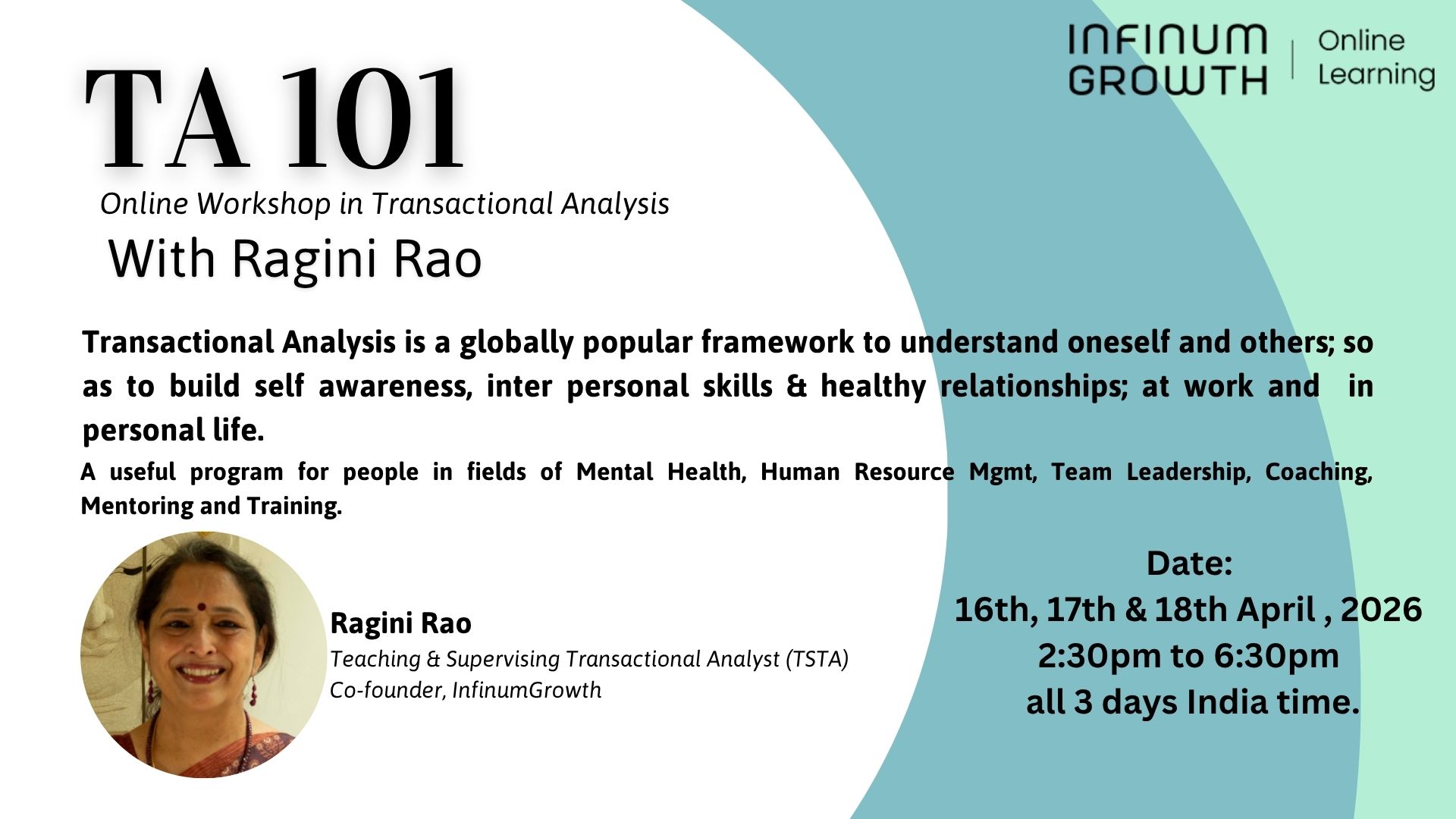 TA 101: Online Workshop in Transactional Analysis; 16th-18th, April 2026